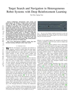 Target Search and Navigation in Heterogeneous Robot Systems with Deep
  Reinforcement Learning