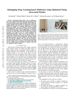 Kidnapping Deep Learning-based Multirotors using Optimized Flying
  Adversarial Patches