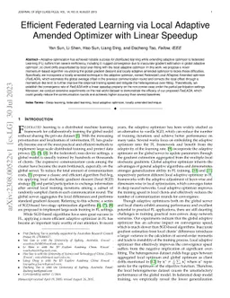 Efficient Federated Learning via Local Adaptive Amended Optimizer with
  Linear Speedup