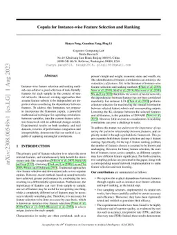 Copula for Instance-wise Feature Selection and Ranking