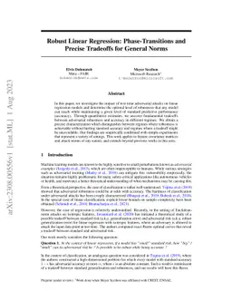 Robust Linear Regression: Phase-Transitions and Precise Tradeoffs for
  General Norms