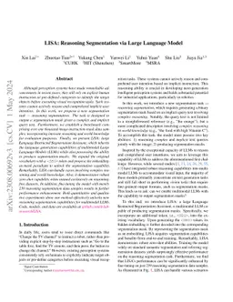 LISA: Reasoning Segmentation via Large Language Model