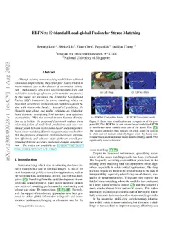 ELFNet: Evidential Local-global Fusion for Stereo Matching