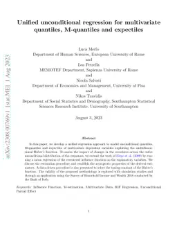 Unified unconditional regression for multivariate quantiles, M-quantiles
  and expectiles