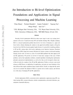 An Introduction to Bi-level Optimization: Foundations and Applications
  in Signal Processing and Machine Learning