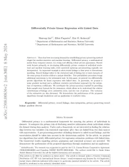 Differentially Private Linear Regression with Linked Data