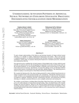 Understanding Activation Patterns in Artificial Neural Networks by
  Exploring Stochastic Processes