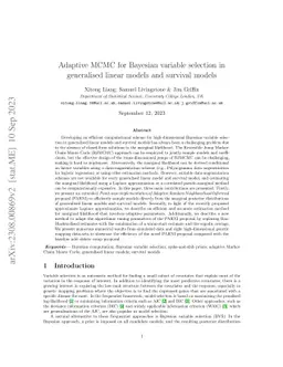 Adaptive MCMC for Bayesian variable selection in generalised linear
  models and survival models