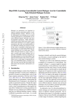 DiactTOD: Learning Generalizable Latent Dialogue Acts for Controllable
  Task-Oriented Dialogue Systems
