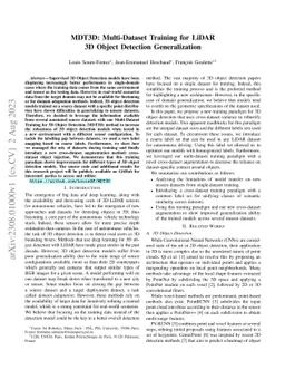 MDT3D: Multi-Dataset Training for LiDAR 3D Object Detection
  Generalization
