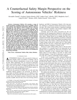 A Counterfactual Safety Margin Perspective on the Scoring of Autonomous
  Vehicles' Riskiness