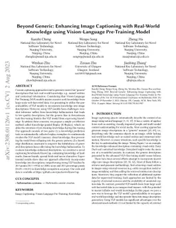 Beyond Generic: Enhancing Image Captioning with Real-World Knowledge
  using Vision-Language Pre-Training Model