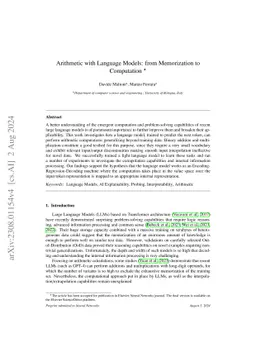 Arithmetic with Language Models: from Memorization to Computation
