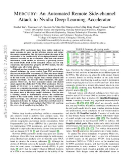 Mercury: An Automated Remote Side-channel Attack to Nvidia Deep Learning
  Accelerator