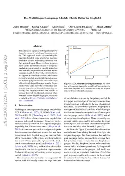 Do Multilingual Language Models Think Better in English?