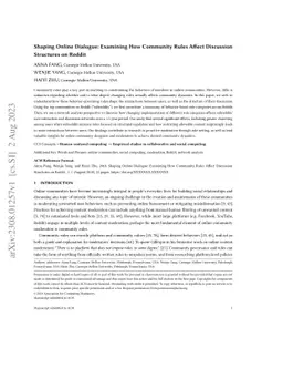 Shaping Online Dialogue: Examining How Community Rules Affect Discussion
  Structures on Reddit