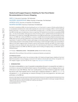 Masked and Swapped Sequence Modeling for Next Novel Basket
  Recommendation in Grocery Shopping