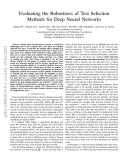 Evaluating the Robustness of Test Selection Methods for Deep Neural
  Networks