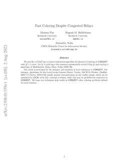 Fast Coloring Despite Congested Relays