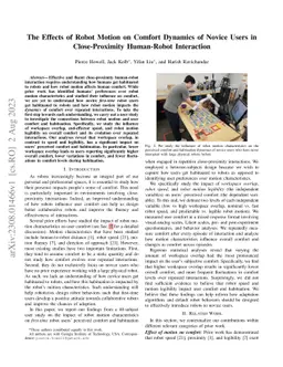The Effects of Robot Motion on Comfort Dynamics of Novice Users in
  Close-Proximity Human-Robot Interaction