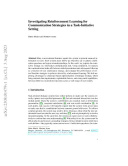Investigating Reinforcement Learning for Communication Strategies in a
  Task-Initiative Setting