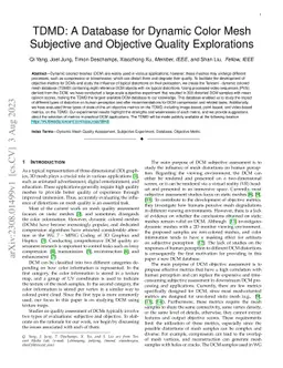TDMD: A Database for Dynamic Color Mesh Subjective and Objective Quality
  Explorations