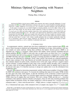 Minimax Optimal Q Learning with Nearest Neighbors