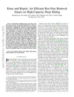 Erase and Repair: An Efficient Box-Free Removal Attack on High-Capacity
  Deep Hiding