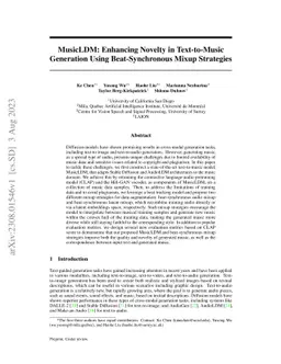 MusicLDM: Enhancing Novelty in Text-to-Music Generation Using
  Beat-Synchronous Mixup Strategies