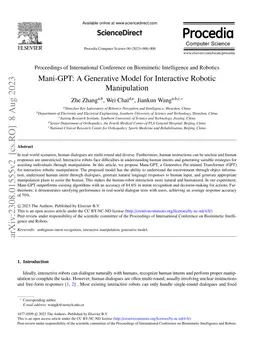 Mani-GPT: A Generative Model for Interactive Robotic Manipulation