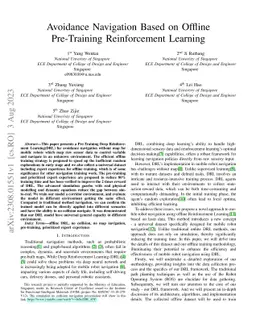 Avoidance Navigation Based on Offline Pre-Training Reinforcement
  Learning