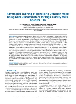 Adversarial Training of Denoising Diffusion Model Using Dual
  Discriminators for High-Fidelity Multi-Speaker TTS