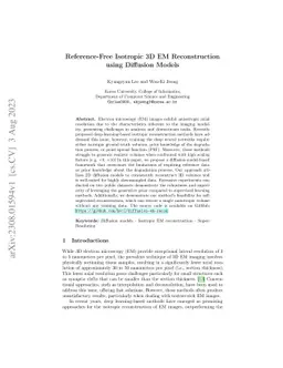 Reference-Free Isotropic 3D EM Reconstruction using Diffusion Models