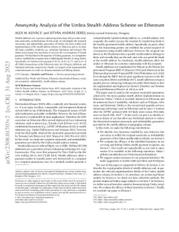 Anonymity Analysis of the Umbra Stealth Address Scheme on Ethereum