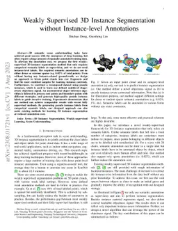 Weakly Supervised 3D Instance Segmentation without Instance-level
  Annotations