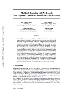Multitask Learning with No Regret: from Improved Confidence Bounds to
  Active Learning