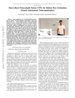 Sim-to-Real Vision-depth Fusion CNNs for Robust Pose Estimation Aboard
  Autonomous Nano-quadcopter