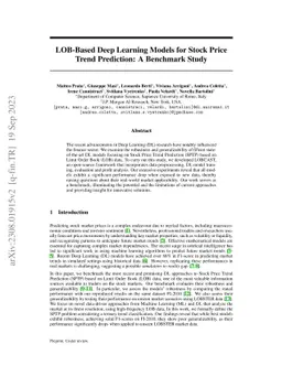 LOB-Based Deep Learning Models for Stock Price Trend Prediction: A
  Benchmark Study