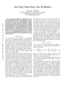 Are Easy Data Easy (for K-Means)