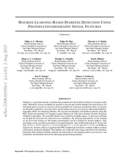 Machine Learning-Based Diabetes Detection Using Photoplethysmography
  Signal Features