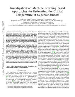 Investigation on Machine Learning Based Approaches for Estimating the
  Critical Temperature of Superconductors