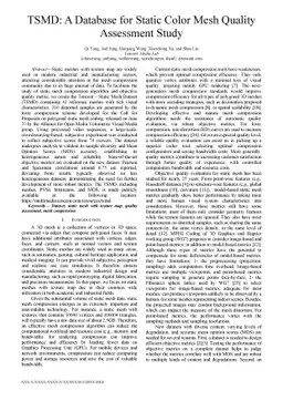 TSMD: A Database for Static Color Mesh Quality Assessment Study