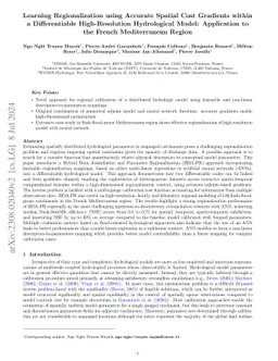 Learning Regionalization using Accurate Spatial Cost Gradients within a
  Differentiable High-Resolution Hydrological Model: Application to the French
  Mediterranean Region