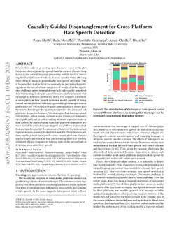 Causality Guided Disentanglement for Cross-Platform Hate Speech
  Detection