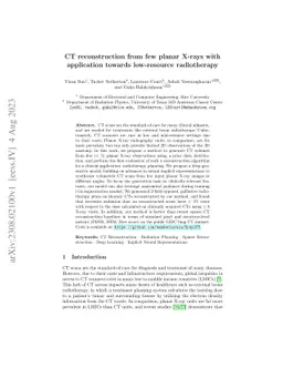 CT Reconstruction from Few Planar X-rays with Application towards
  Low-resource Radiotherapy