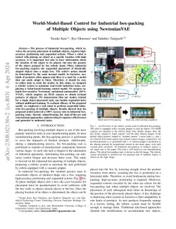 World-Model-Based Control for Industrial box-packing of Multiple Objects
  using NewtonianVAE