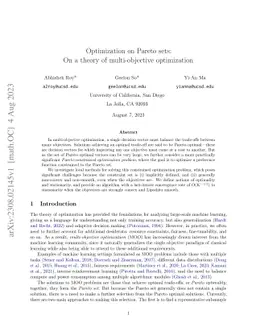 Optimization on Pareto sets: On a theory of multi-objective optimization