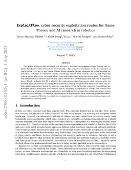 ExploitFlow, cyber security exploitation routes for Game Theory and AI
  research in robotics
