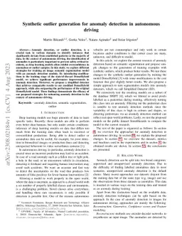Synthetic outlier generation for anomaly detection in autonomous driving