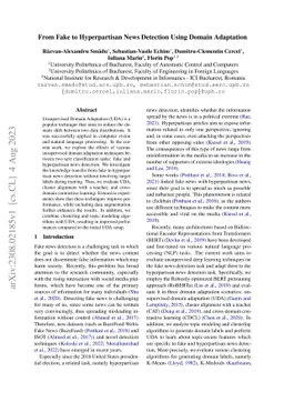 From Fake to Hyperpartisan News Detection Using Domain Adaptation